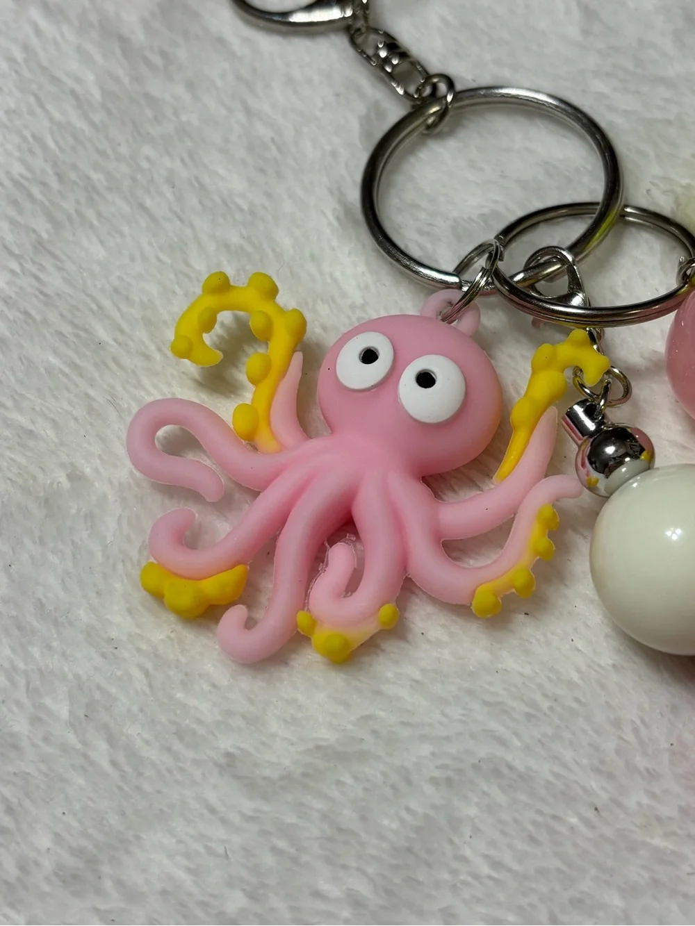 Cute Octopus Beaded Keychain Bracelet - Pink & Yellow